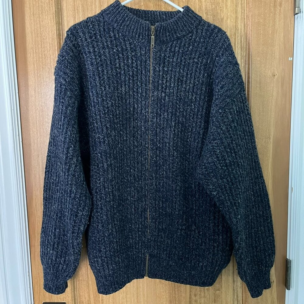 VINTAGE Woolrich Sweater | Wool blend Zip-up Knit w/ Elbow Patches | Large